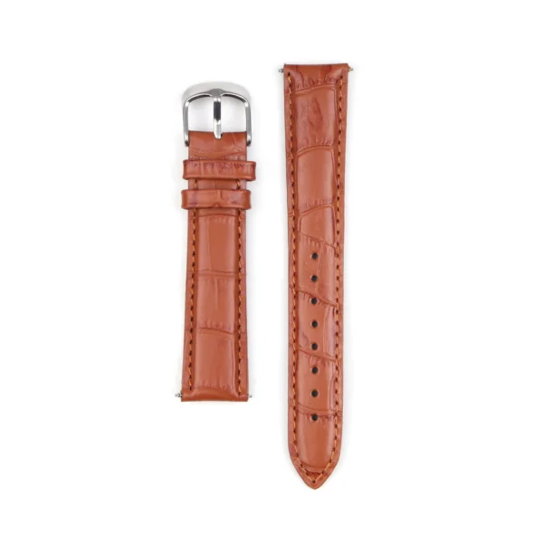 12MM-HP CROCO TAN 22MM-RARE FLAT PLAIN D BROWN