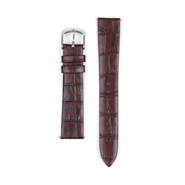 12MM-SLIM CROCO CHERRY BRN 22MM-RARE FLAT PLAIN D BROWN